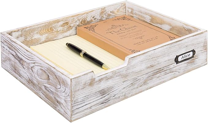 MyGift Rustic White Desktop Letter Tray by MyGiftHome