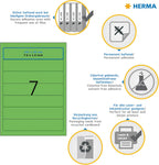 HERMA Self Adhesive Lever Arch File Labels, 7 Labels Per A4 Sheet, 140 Labels for Printers, Green, 192 x 38 mm (5094)