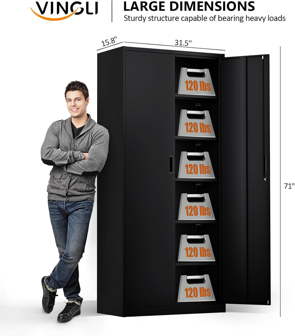 vingli metal garage storage cabinet with 2 doors, close-up detail