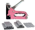 Apollo Tools All-Metal Heavy-Duty Stapler, Power Adjustment Knob, 3-in-1 for Staples, U-Staples, Brad Nails, Includes 3000 Fasteners, Pink Ribbon - Pink, DT5020P