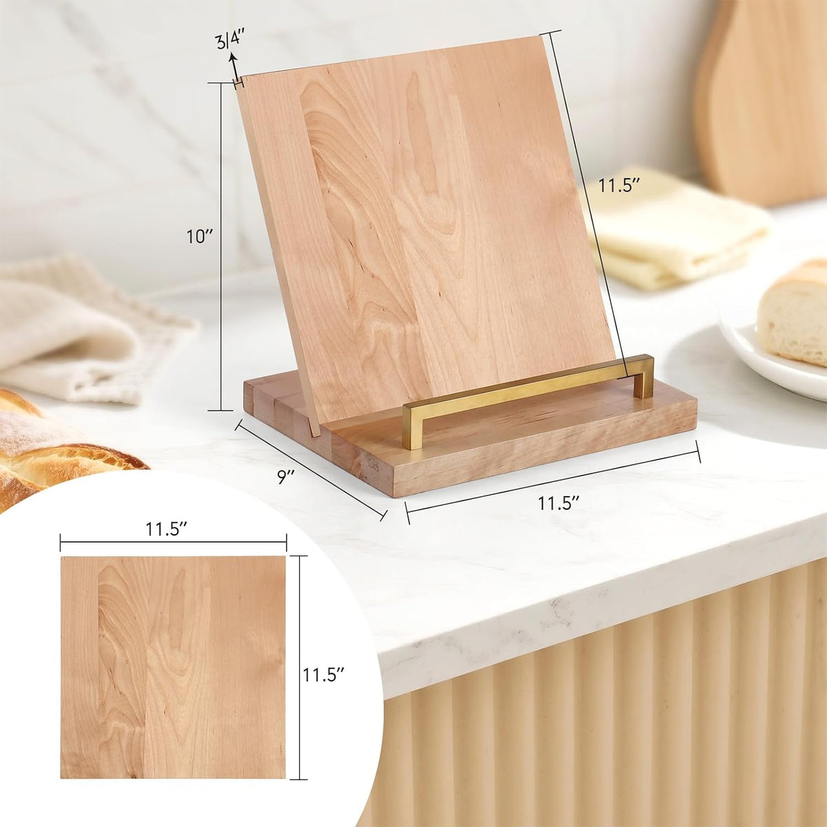 Wooden Recipe Book Holder& Kitchen Serving Tray for Kitchen Counter Decor