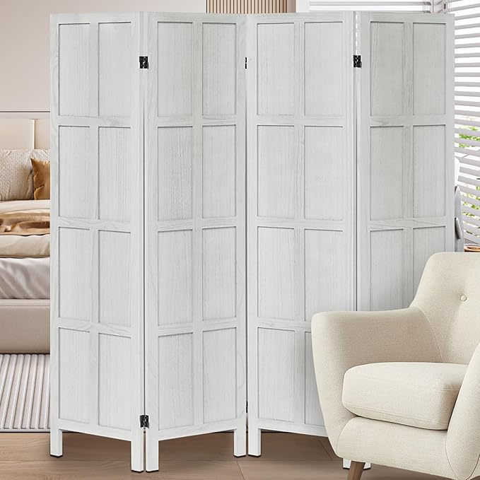 Leesinwing Wood Room Divider 4 Panel Folding Privacy Screen, Classic 5.6Ft by Leesinwing