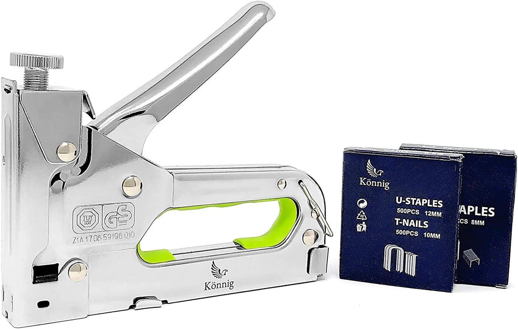 Heavy Duty Staple Gun 3 in 1 1500 Staples, Hand Operated Stainless Steel Stapler, Brad Nailer, Tacker Tool… (1500 Staples)