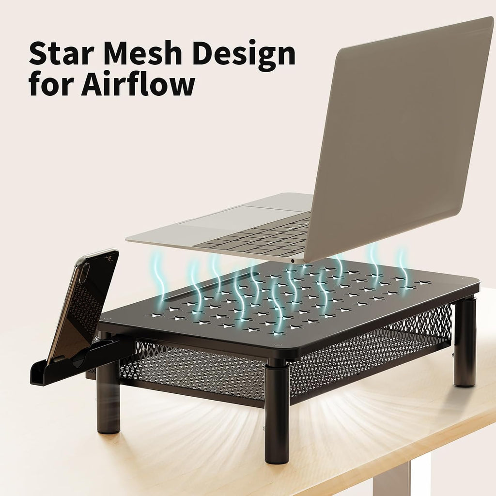 zimilar 2 pack monitor stand riser with metal showing dimensions