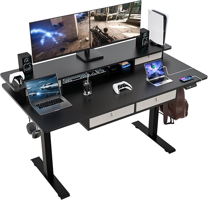 ExaDesk Electric Standing Widened Desk 63 * 30 Inches Adjustable Height by ExaDesk