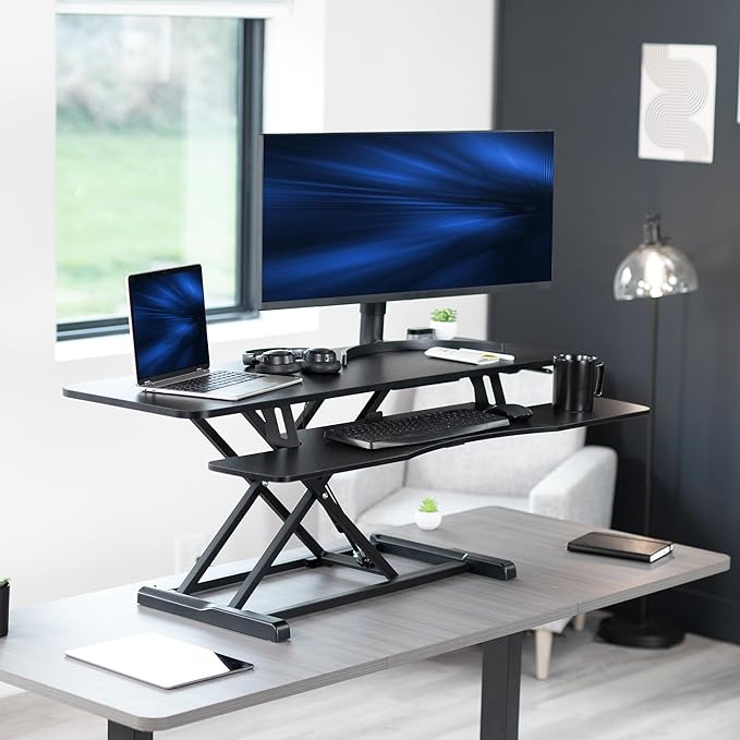 VIVO 48 inch Desk Converter, K Series, Height Adjustable Sit to Stand Riser - Image 2