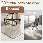 Koonmi Tempered Glass Chair Mat 50"x30" - Premium Office Chair Mat for Hardwood Floors & Low-Pile Carpet with 4 Non-Slip Pads - Thick Scratch-Resistant Surface