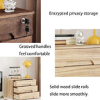Solid Wood Desktop File Cabinet with Lock 3 Drawer Office Storage Box for nizing Documents Flat File,A-3 Layer