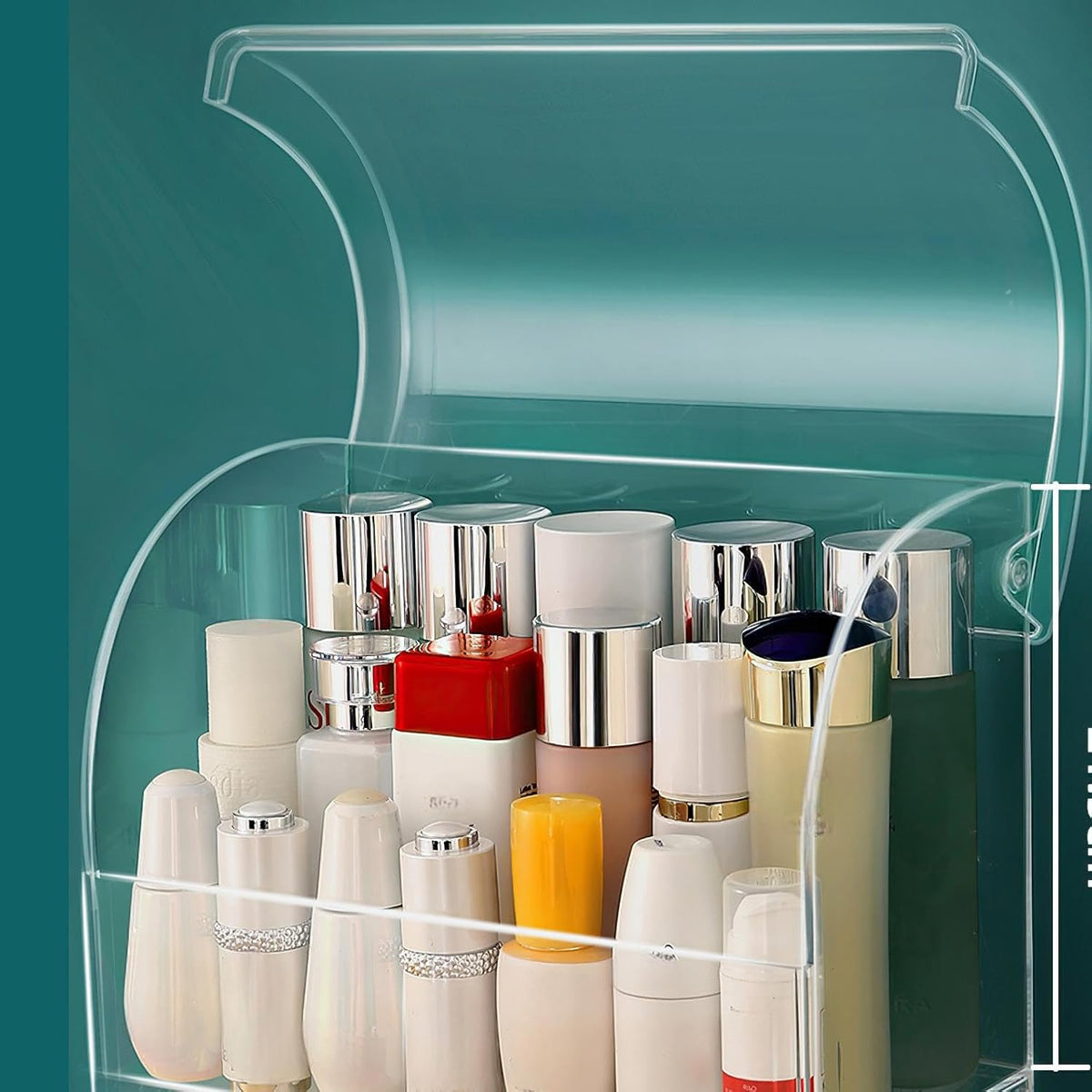 Clear Large Acrylic Makeup Organizer With Lid Cosmetic Storage Drawers Portab...