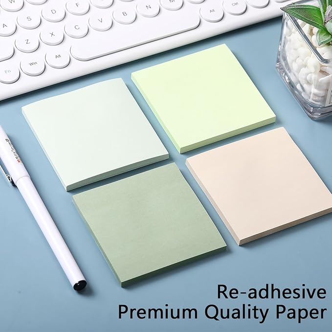 Thenshop 12 Pads Sage Green Sticky Notes 3''x3'', Self Stick Notes Pads Sage - Image 4