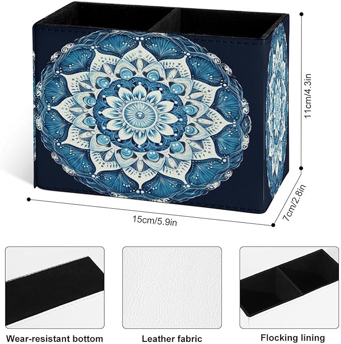 Famame Round Blue Mandala Pencil Holder - Image 4