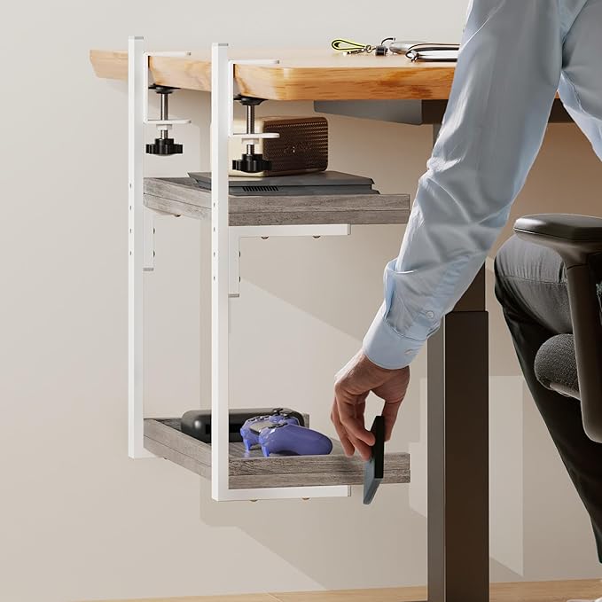ART-GIFTREE Clamp On Desk Shelf 2-Tier, Wood Shelving Unit - Image 4