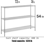 Regal Altair 18" Deep x 72" Wide x 54" Height Wire Shelving Kit | 3-Tier | NSF - Image 3