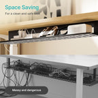 PEGZONE Under Desk Cable Management Tray, 31.5 Inches Metal Cord Organizer Rack - Image 6