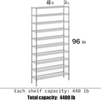 Regal Altair 14" Deep x 48" Wide x 96" Height Wire Shelving Kit | 10-Tier | NSF - Image 3