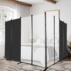 MAYOLIAH 8-Panel Black Room Divider 6ft Tall Folding Privacy Screen Portable - Image 6