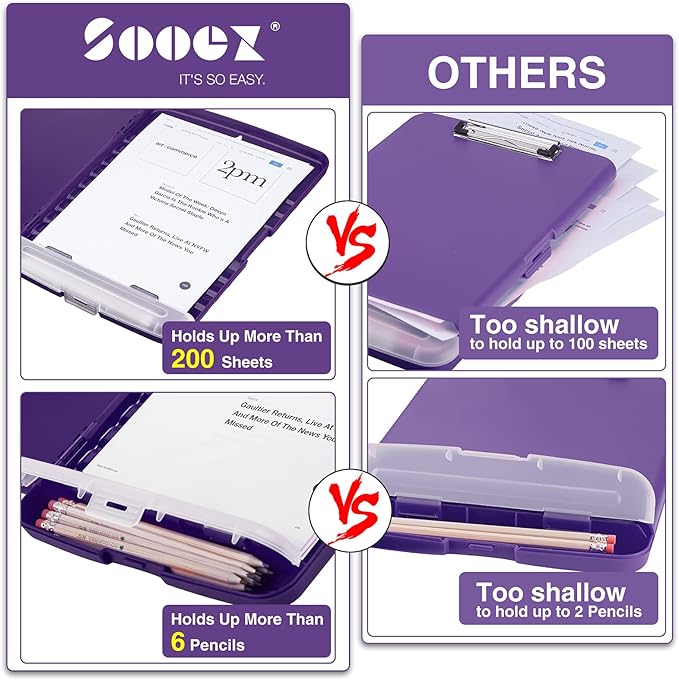 Sooez Clipboard with Storage, High Capacity Nursing Clip Board 8.5 x 11 with - Image 3