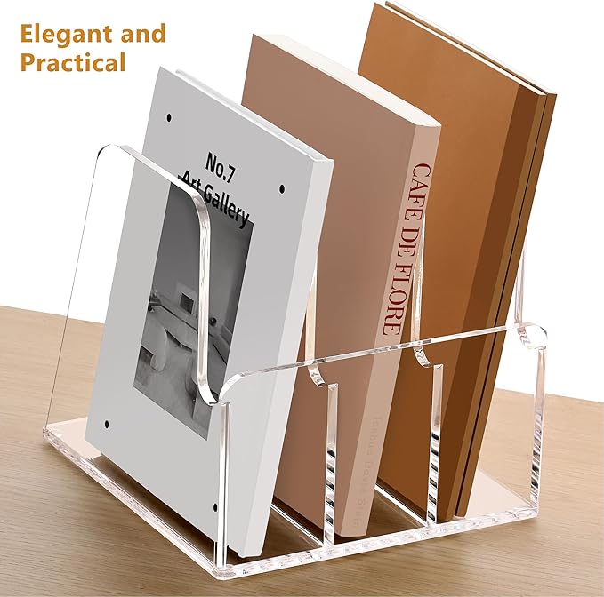 SANRUI Desk Organizer Clear Acrylic Desk Magazine File Holder - Image 2
