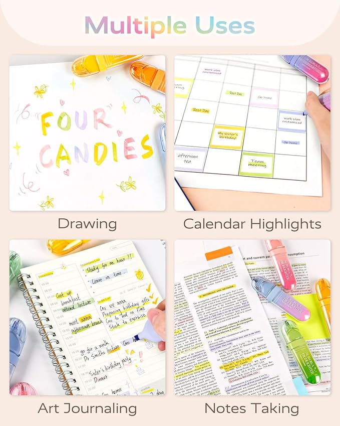 Four Candies 8 Pcs Highlighters Assorted Colors, Cute Pastel Highlighter Set - Image 5