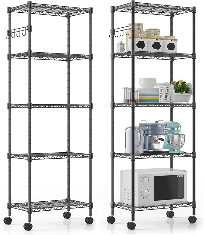 Himimi 5-Tier Wire Shelving Unit on Wheels, Adjustable Heavy Duty Metal Shelves - Image 8