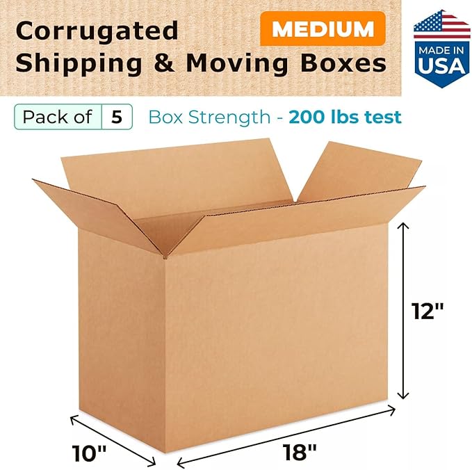 Medium Shipping & Moving Boxes 18 x 10 x 12 inches - Image 2
