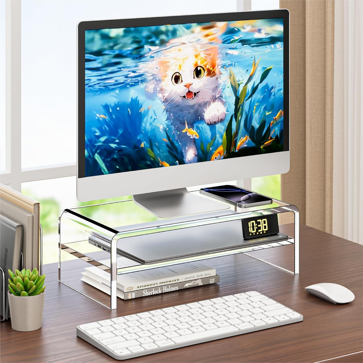 egchi clear acrylic monitor stand riser 2 tier, package contents