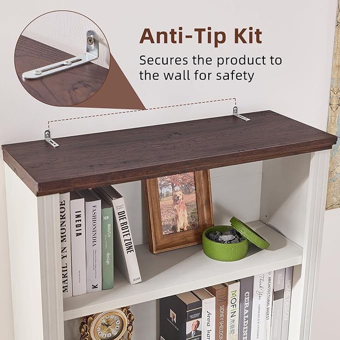 RWYHG 70" White Tall Bookshelf, 5-Tier Thick Wooden Book Shelf - Image 7
