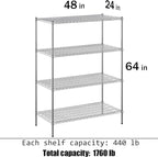 Regal Altair 24" Deep x 48" Wide x 64" Height Wire Shelving Kit | 4-Tier | NSF - Image 3