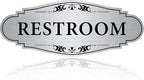 Restroom Sign Sticker for Business & Home, Self-Adhesive Brushed Silver Elegant by LUHIMO