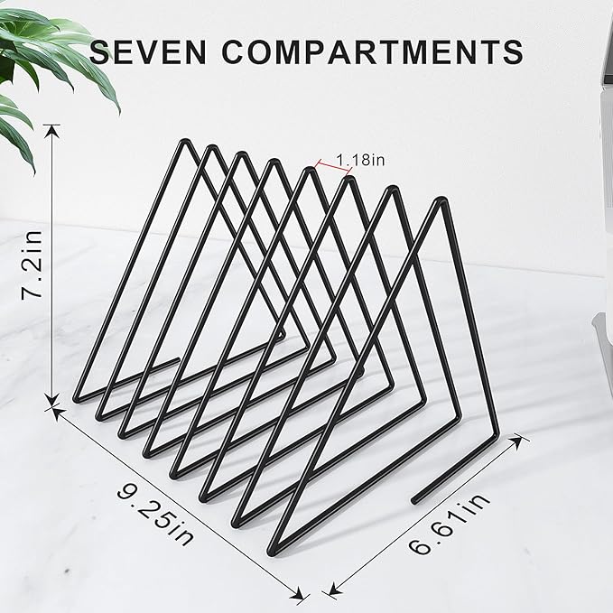 2 Sets Triangle File Folder Rack, 7 Sections File Holder, File Storage - Image 2