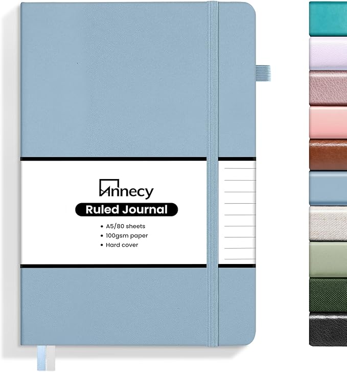 Annecy Lined Journal Notebook, Hardcover Leather Journal by Annecy