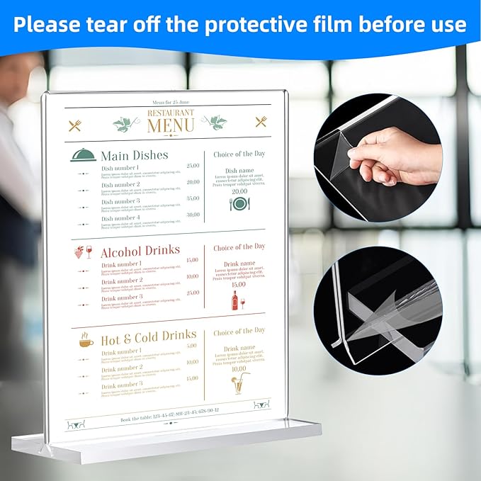 12 Pack Acrylic Sign Holder 8.5 x 11, Double-Sided Clear Sign Holder Plastic - Image 3