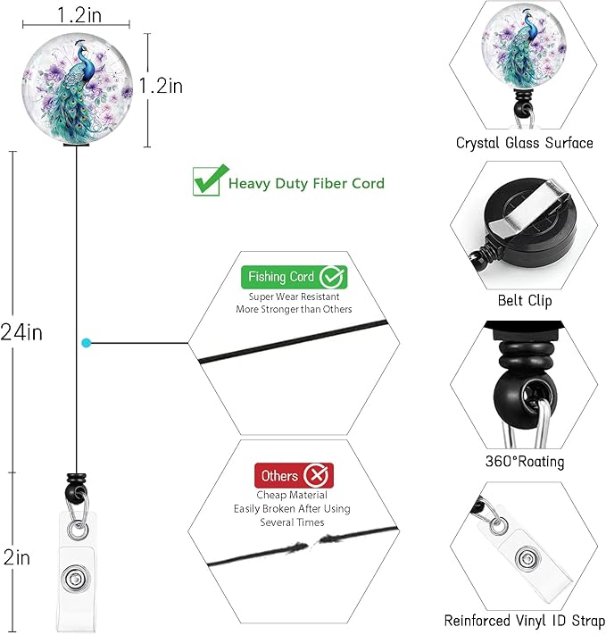 Peacock Lanyards for ID Badges, Badge Holder - Image 6