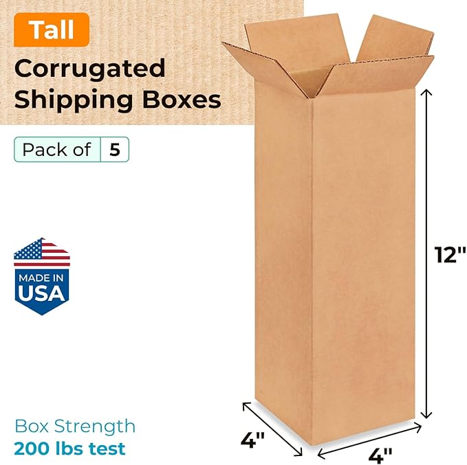 Tall Moving & Shipping Boxes 4 x 4 x 12 inches - Image 2