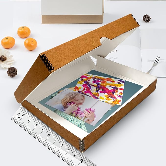 Lineco Folio Storage Box, Faux Leather Cover, Clamshell Design, 9.5x12.5x1.75 - Image 3