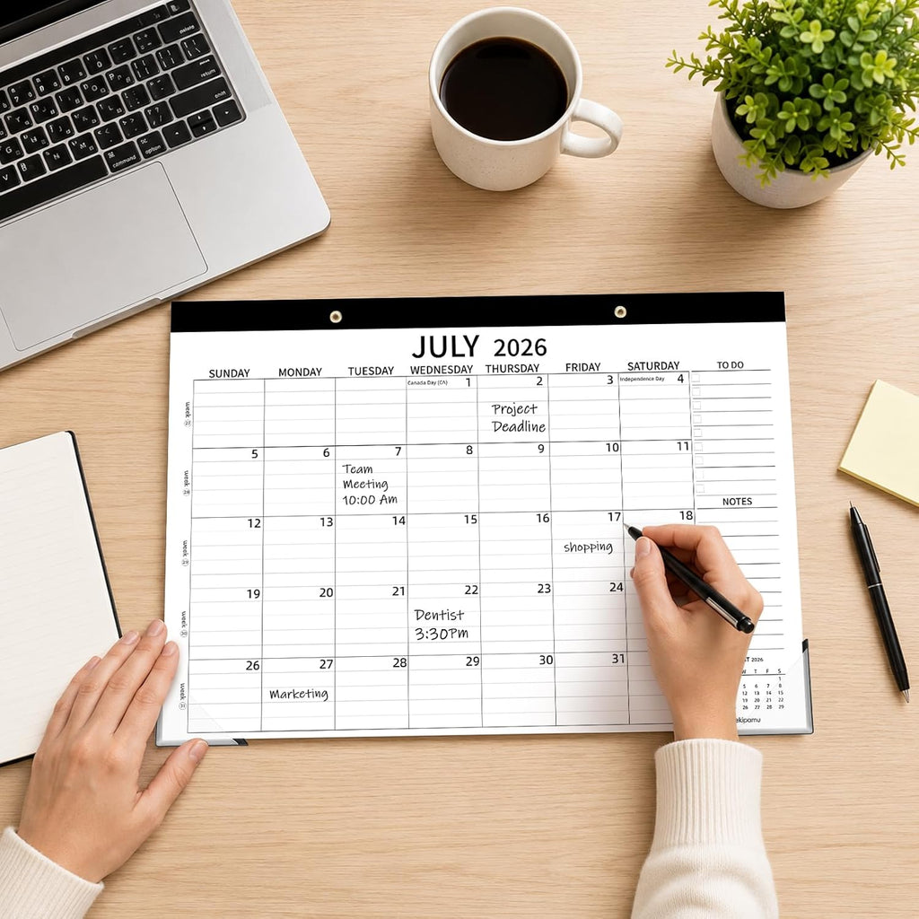 Desk Calendar 2026-2027, 17" x 12" Large Desk Calendar July 2026 to December 2027, 18 Months Calendar for Home Office