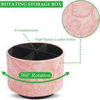 Hennaja Round Leather Art Supply Organizer, Remote Control Holder, 360 Degree - Image 3