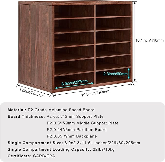 PAG Countertop Mail Sorter Organizer, Wooden Literature Organizer, Student - Image 2