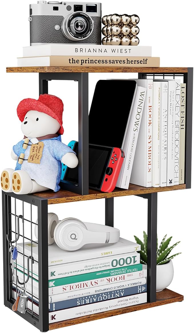 Vfelf Desktop Bookshelf, 3-Tier Desk Organizer Shelf by Unknown