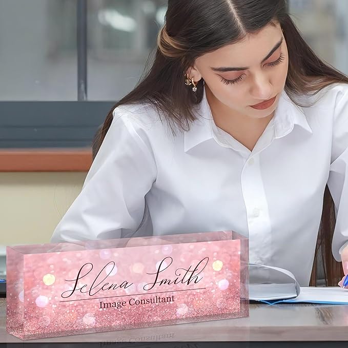 Personalized Name Plate for Desk, Custom Acrylic Desk Name Sign, Office - Image 4