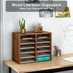 PAG Countertop Mail Sorter Organizer, Wooden Literature Organizer, Student - Image 3