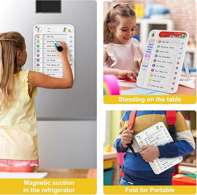 2-Pack Magnetic Chore Chart for Kids, ADHD Task Tracker Easy-Check Routine Dry - Image 5