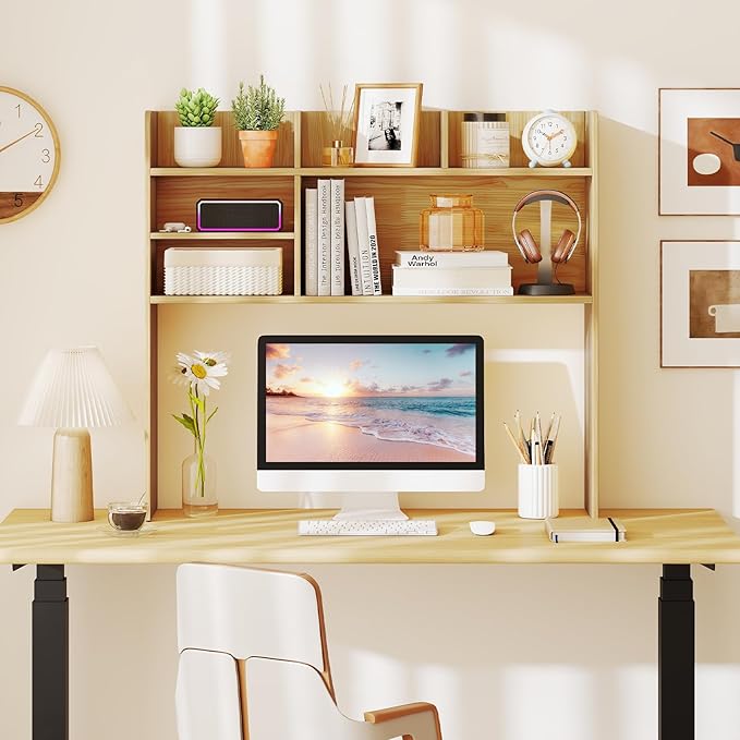 Tangkula Desktop Bookshelf for Computer Up to 32”, 37” Countertop Storage Hutch - Image 5