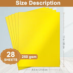 Silunkia 28 Sheets Shimmer Yellow Cardstock 8.5 x 11 Craft Paper, 250gsm/92lb - Image 2