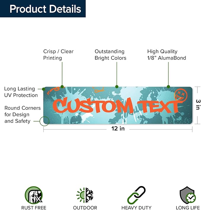 Custom Sign, Custom Street Sign, 11 Font Colors, 13 Font Styles, 4 Hole Options - Image 6