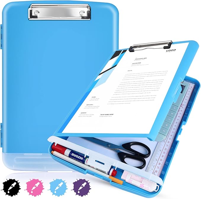 Blue Clipboard with Storage, TFDLCG zm Clip Boards 8.5x11 with Pen Holder by TFDLCGzm
