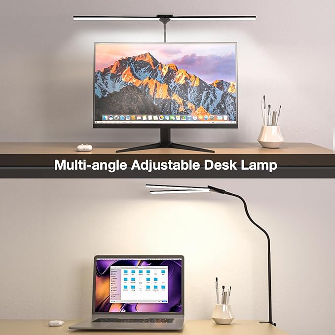 Hensam Desk Lamp for Home Office, Double Head Desk Light - Image 4