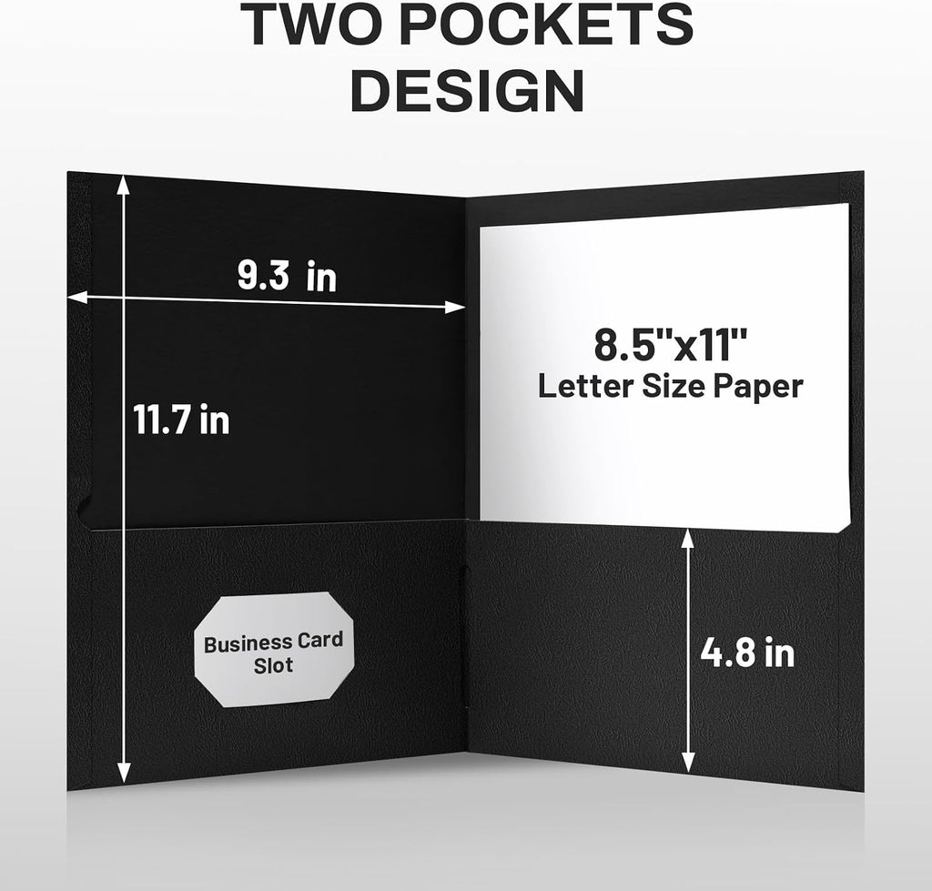 sunee folders with pockets(125 pack, black), 2 pocket, side view