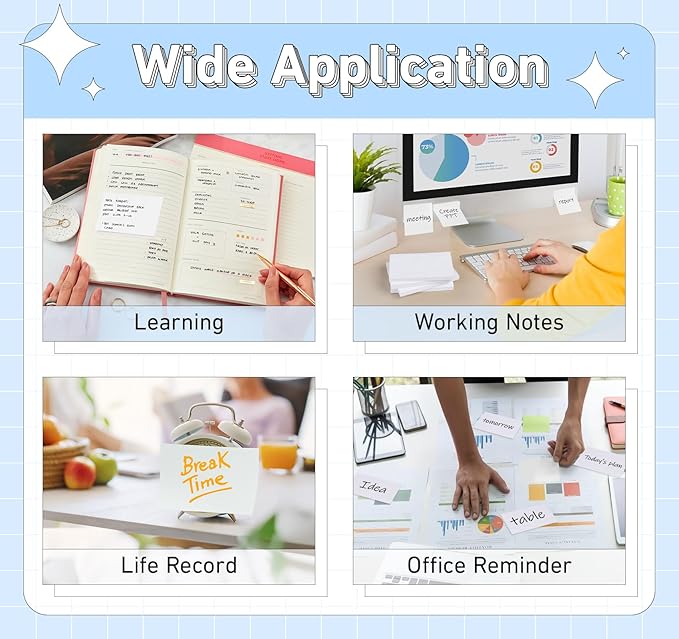 White Sticky Notes 3 x 5 in, 10 Pads Large Notepads, 100 Sheets/Pad Sticky Note - Image 7