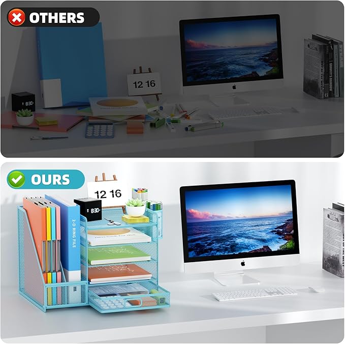 Marbrasse Desk Organizer with File Holder, 5-Tier Paper Letter Tray Organizer - Image 5